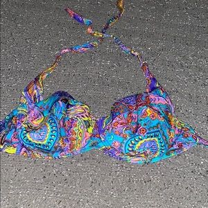 VS 34D paisley halter swim top